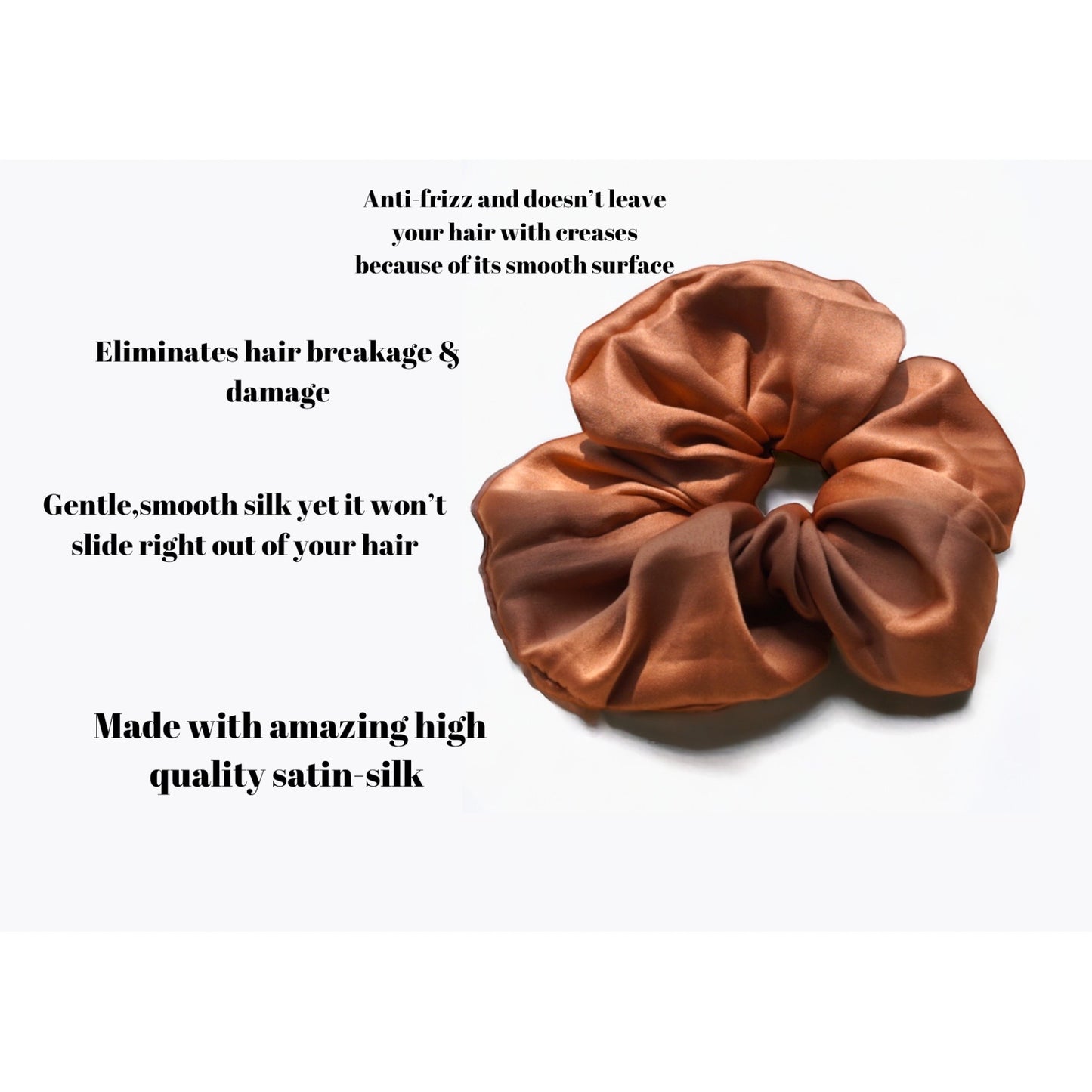 Soft Brown Satin Scrunchie