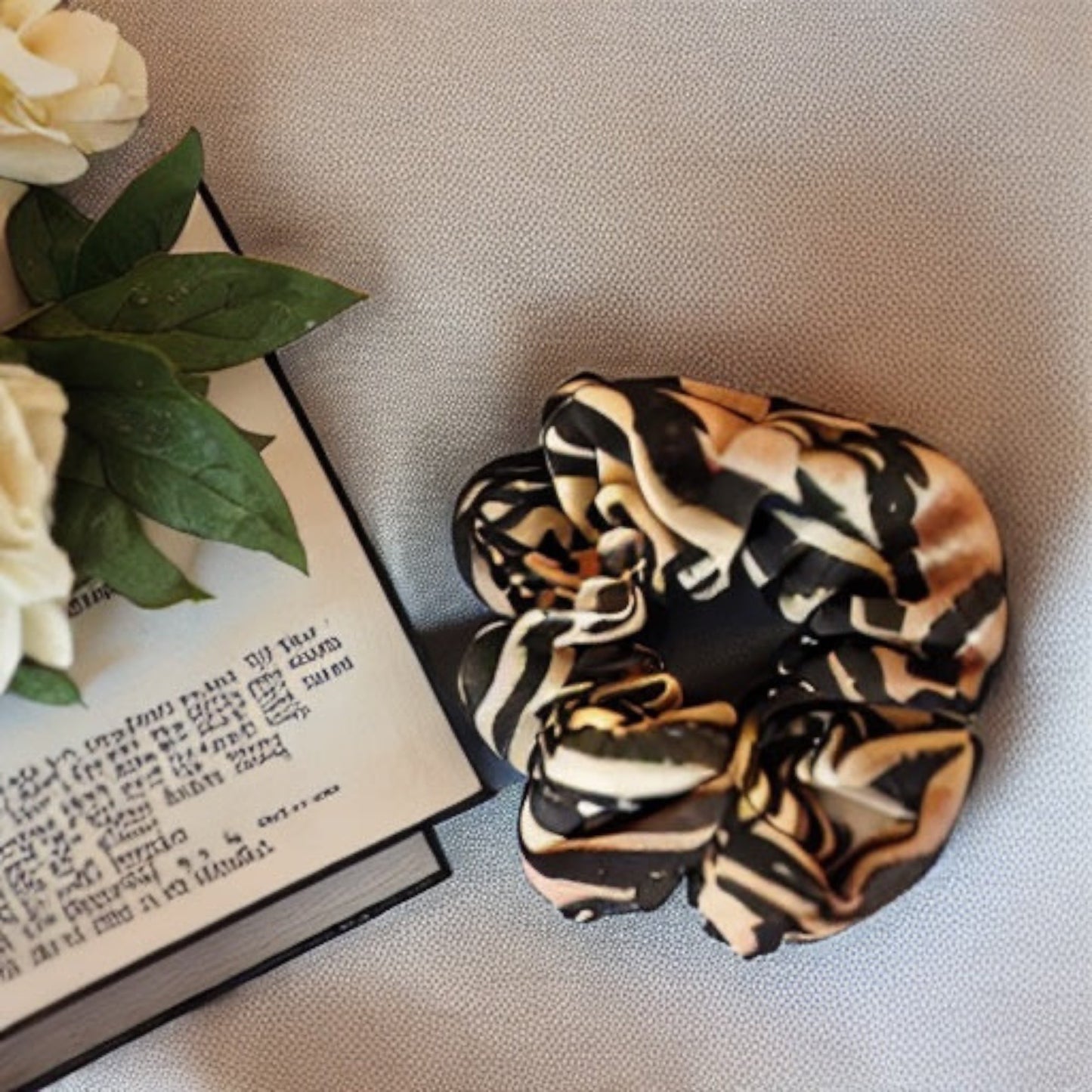 "Safari Chic Animal Print Scrunchie: Wild Style for Your Hair"