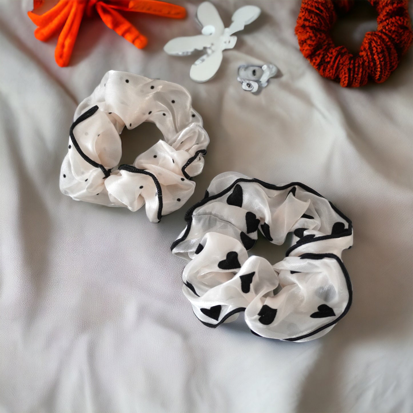 White Combo Small Scrunchies Set | Handmade, Soft & Durable Hair Accessories | Perfect for All Hair Types"