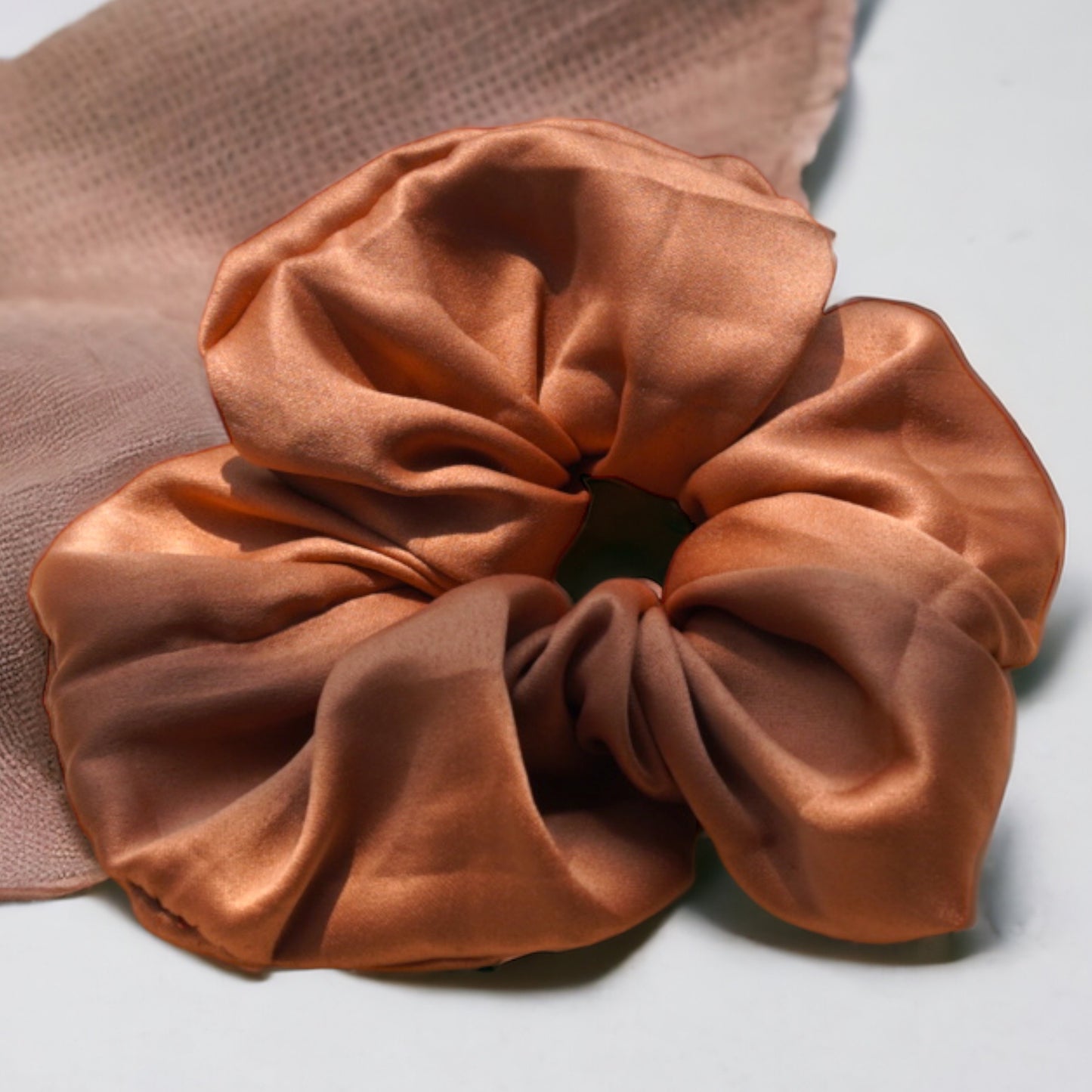 Soft Brown Satin Scrunchie