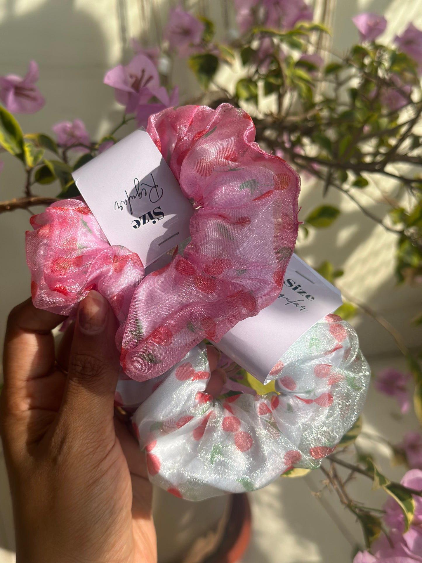 “Floral Organza Scrunchies – Elegant, Handmade Hair Accessories for All Occasions"