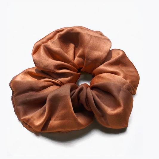 Soft Brown Satin Scrunchie