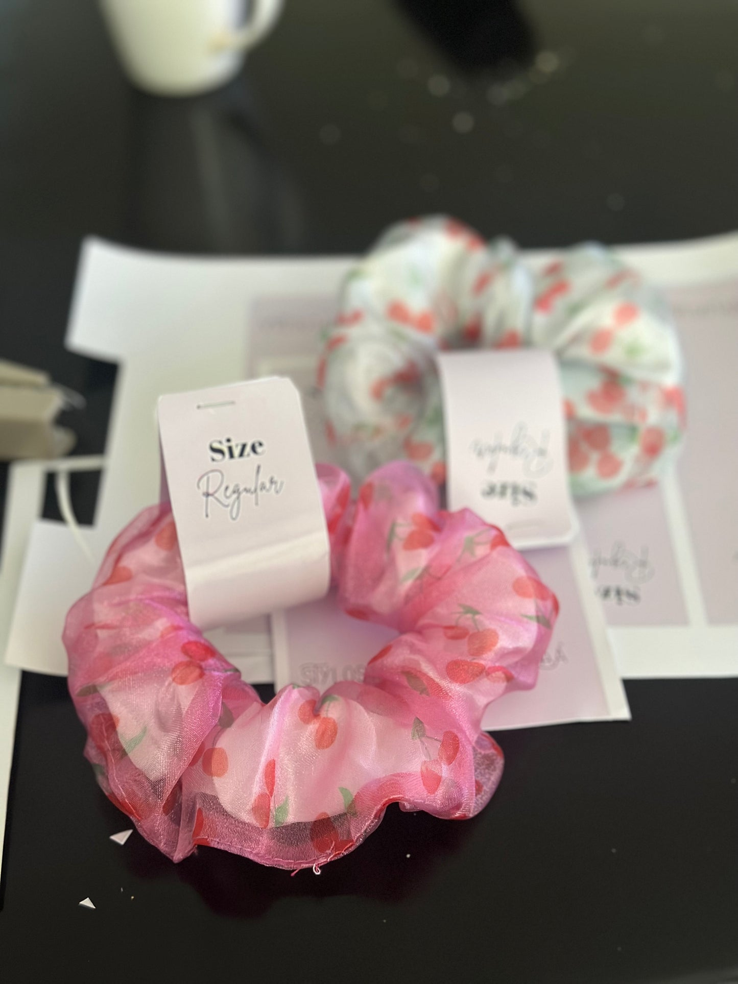 “Floral Organza Scrunchies – Elegant, Handmade Hair Accessories for All Occasions"