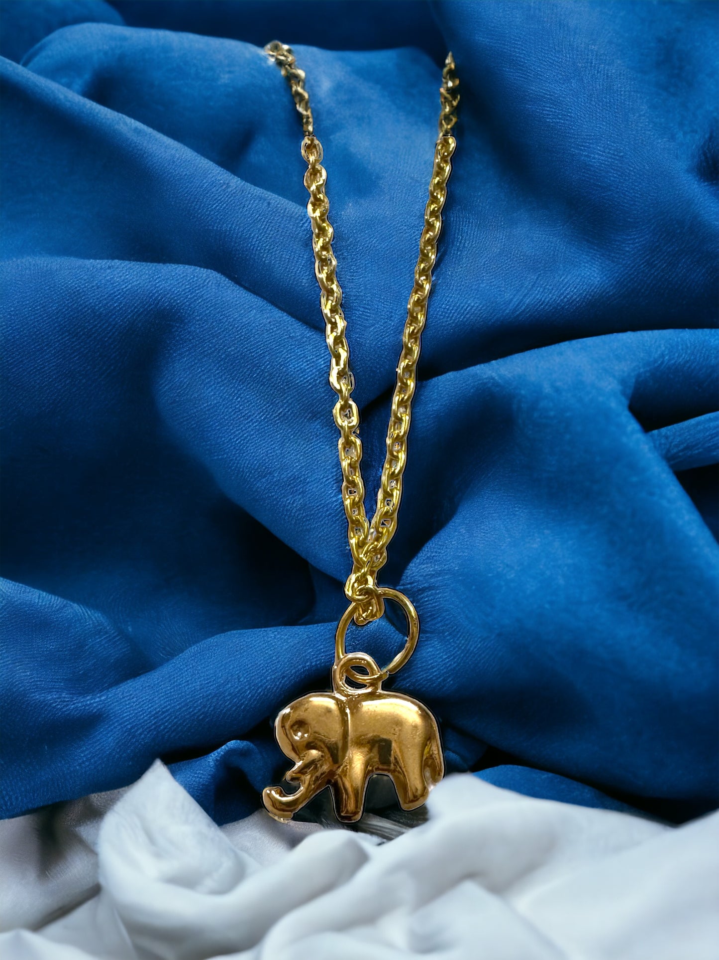 Elephant Charm Pendant Locket with Matching Chain Necklace