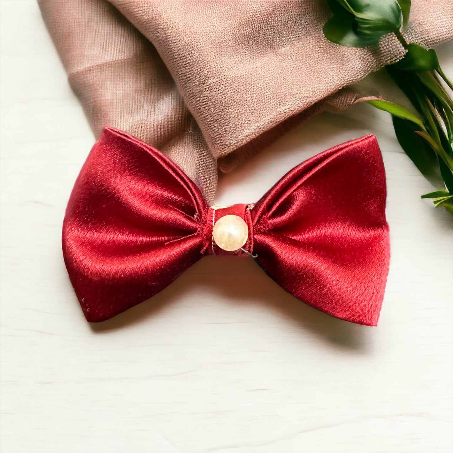 "Handmade Red Hair Bow for Girls - Elegant Satin Hair Accessory for All Occasions"