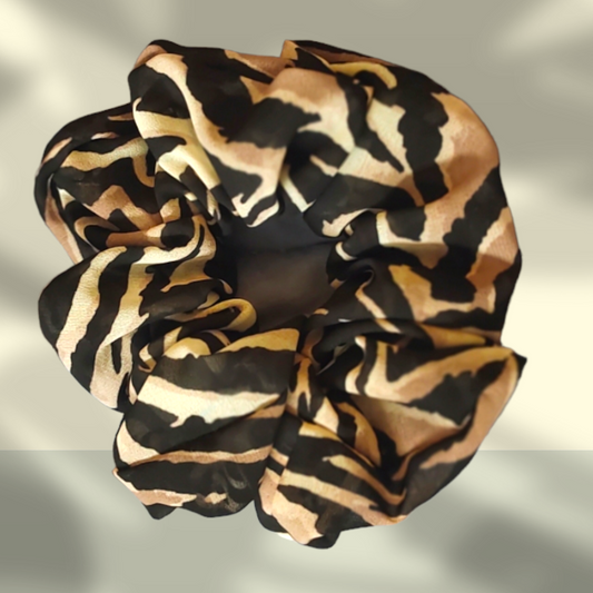 "Safari Chic Animal Print Scrunchie: Wild Style for Your Hair"